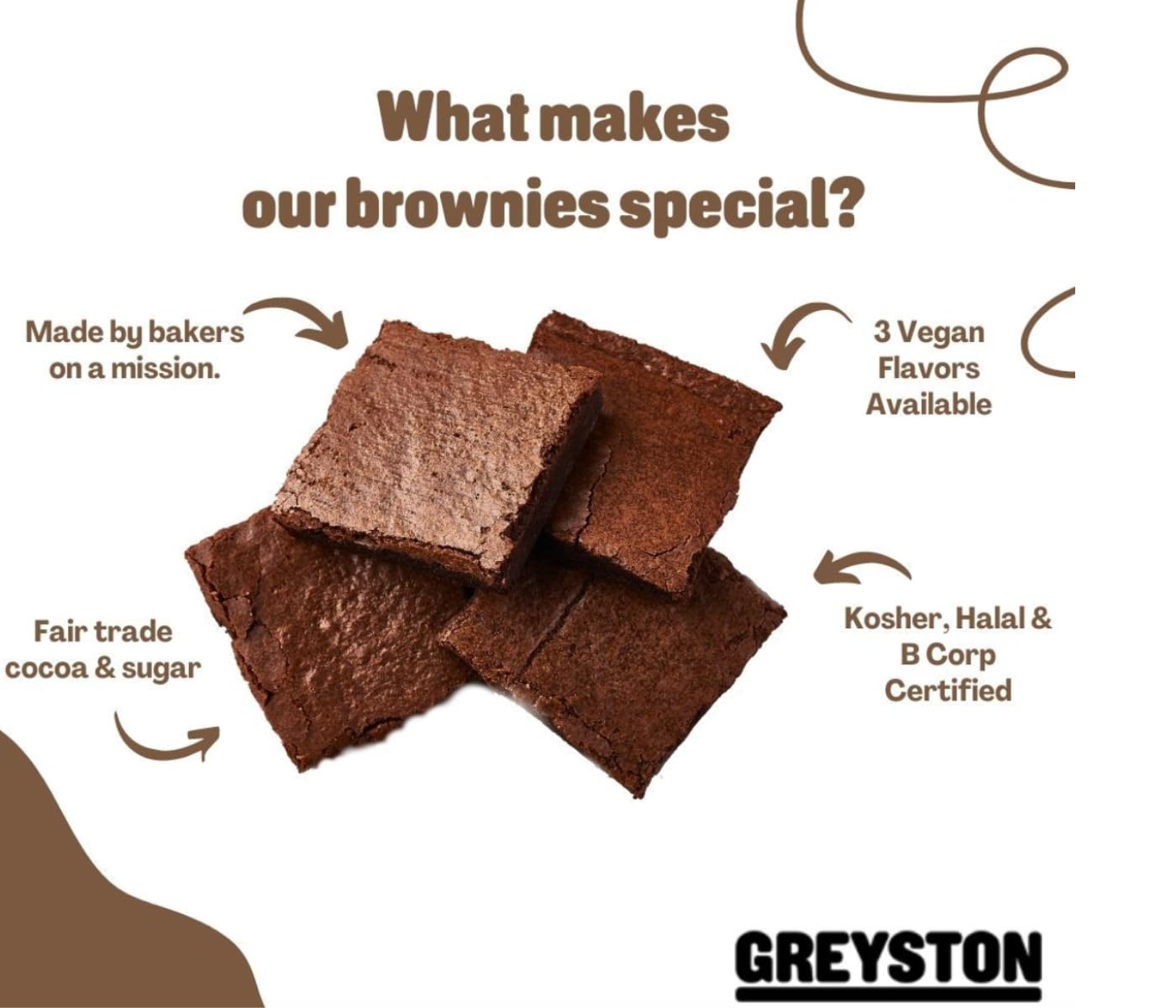 Greyston Bakery Brownie de chocolate dulce de azúcar y doble chispas de chocolate blondie-horneado fresco, 12 piezas, certificado Kosher y B
