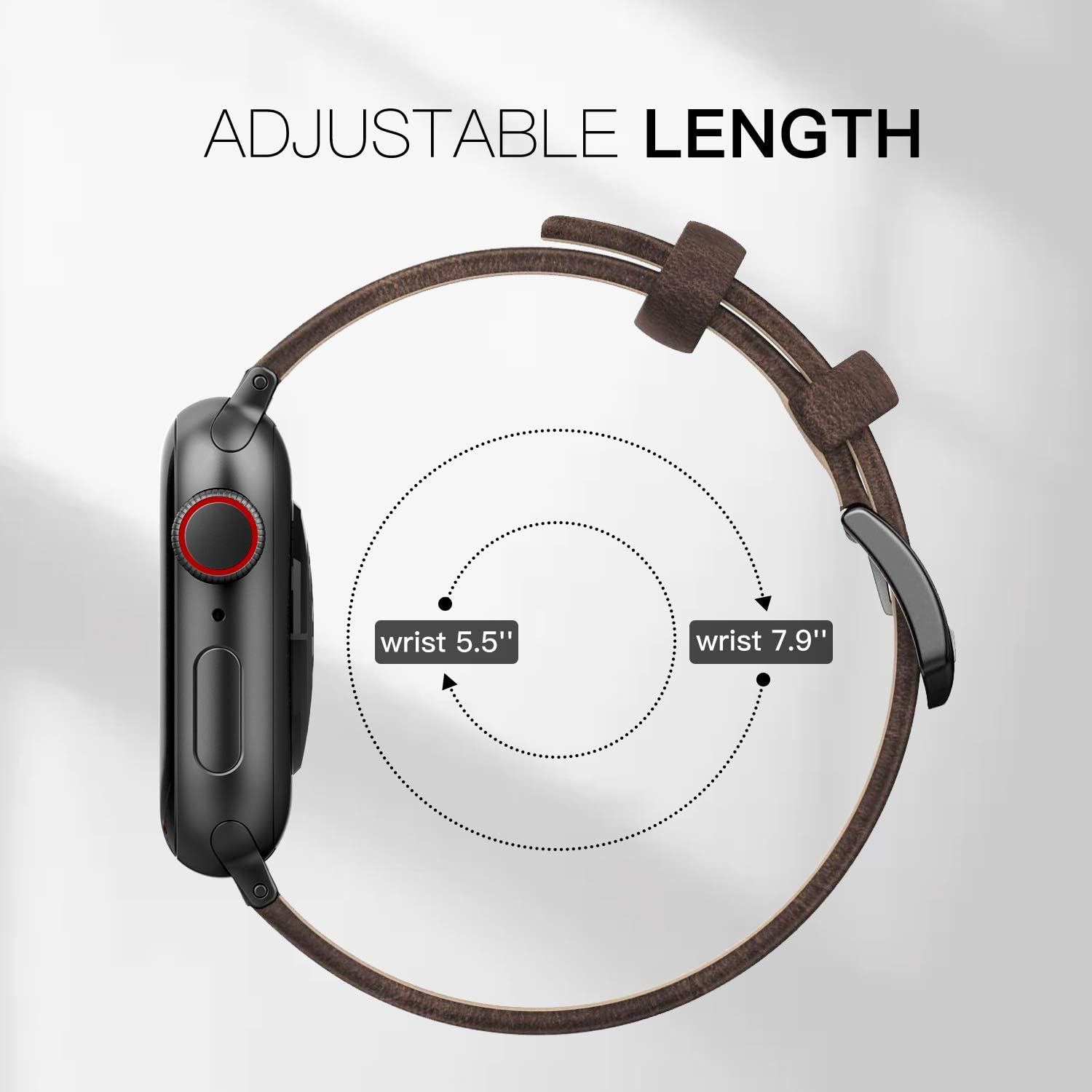 EDIMENS – Correa de piel compatible con Apple Watch de 1.654pulgadas y 1.732pulgadas para hombre y mujer, correa de repuesto para Apple Watch iwatch