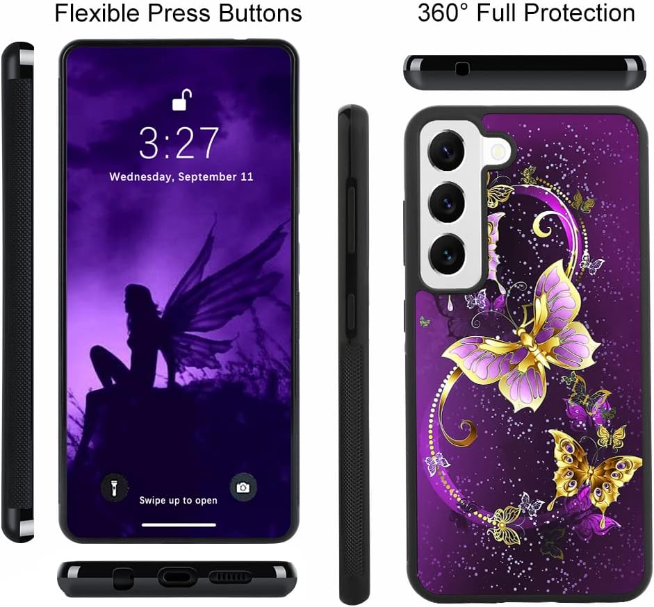 OOK Funda compatible con Samsung Galaxy S23 Plus, diseño de mariposa, nebulosa, espacial, policarbonato duro+TPU suave, antideslizante, ultrafina,