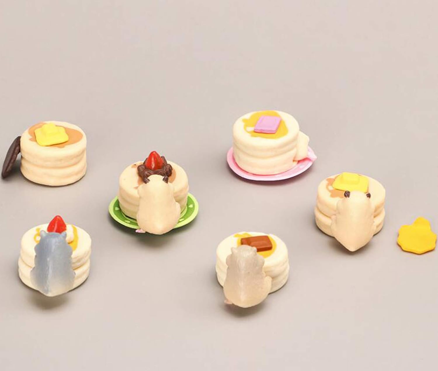 6 figuras de pastel y hámster, colección de figuras de animales de hámster, juego de decoración de pasteles para jardín de hadas, casa de muñecas en