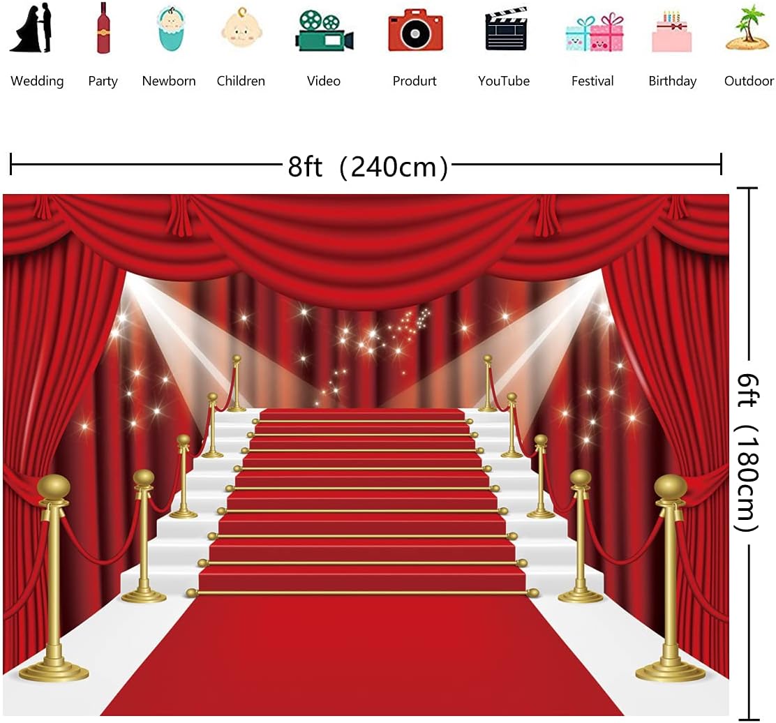 INRUI Cortina roja, telón de fondo para fotografía de escenario, película de alfombra roja, cortina roja, estrellas, celebridad, fiesta, telón de