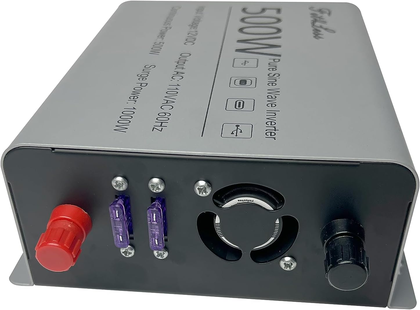 Inversor de onda sinusoidal pura, entrada de CC de 12 V y salida de CA de 110 V con pantalla LCD, puerto de salida USB, puerto de salida tipo C (500