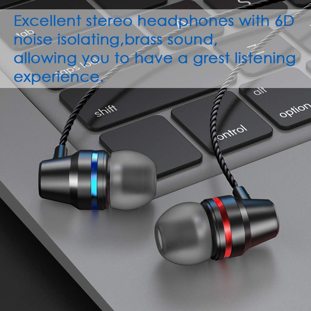 Paquete de 3 auriculares con control remoto y micrófono, auriculares findTop in ear de latón, aislamiento de ruido, sin enredos, para teléfonos