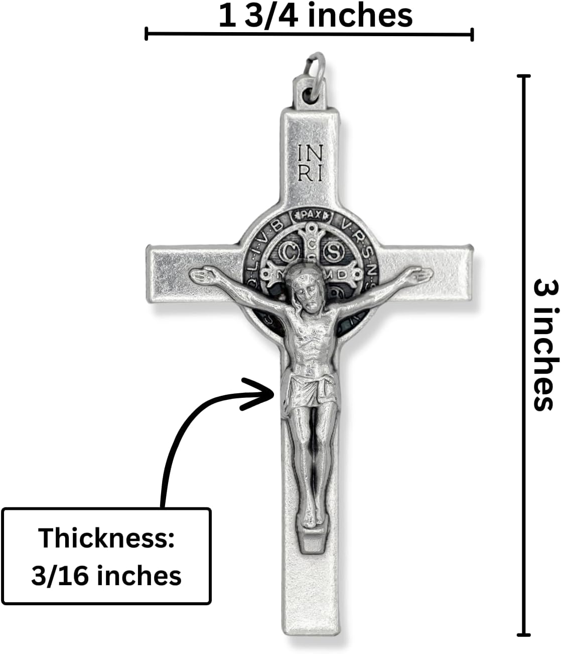 Crucifijo XL de San Benito Crucifijo de borde recto para hacer rosario  Crucifijo oxidado de plata XL de 3 pulgadas para rosario de San Benito o