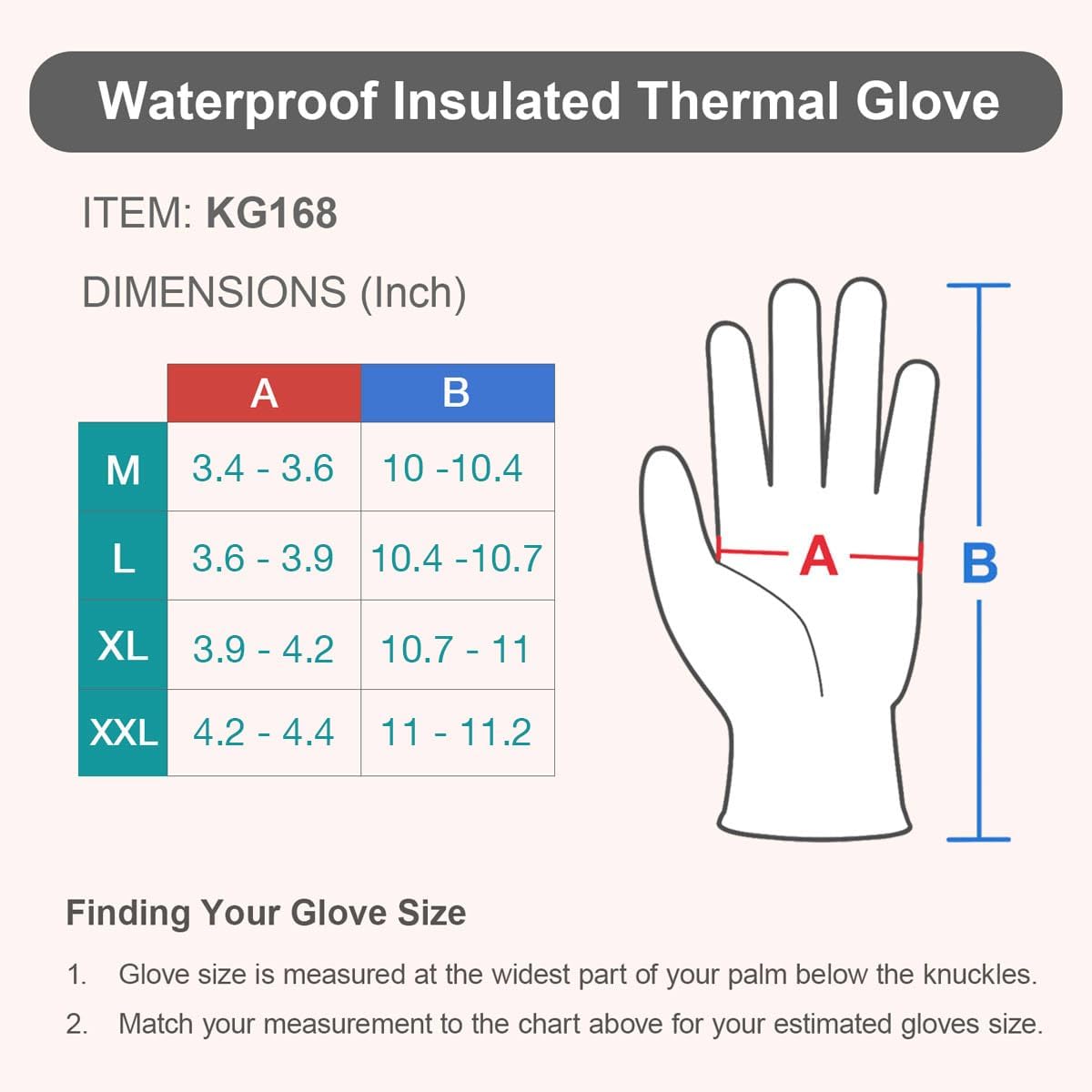 KAYGO Guante de trabajo térmico de invierno, Forro polar aislado, Palma de cuero sintético, Guantes de trabajo de seguridad impermeables
