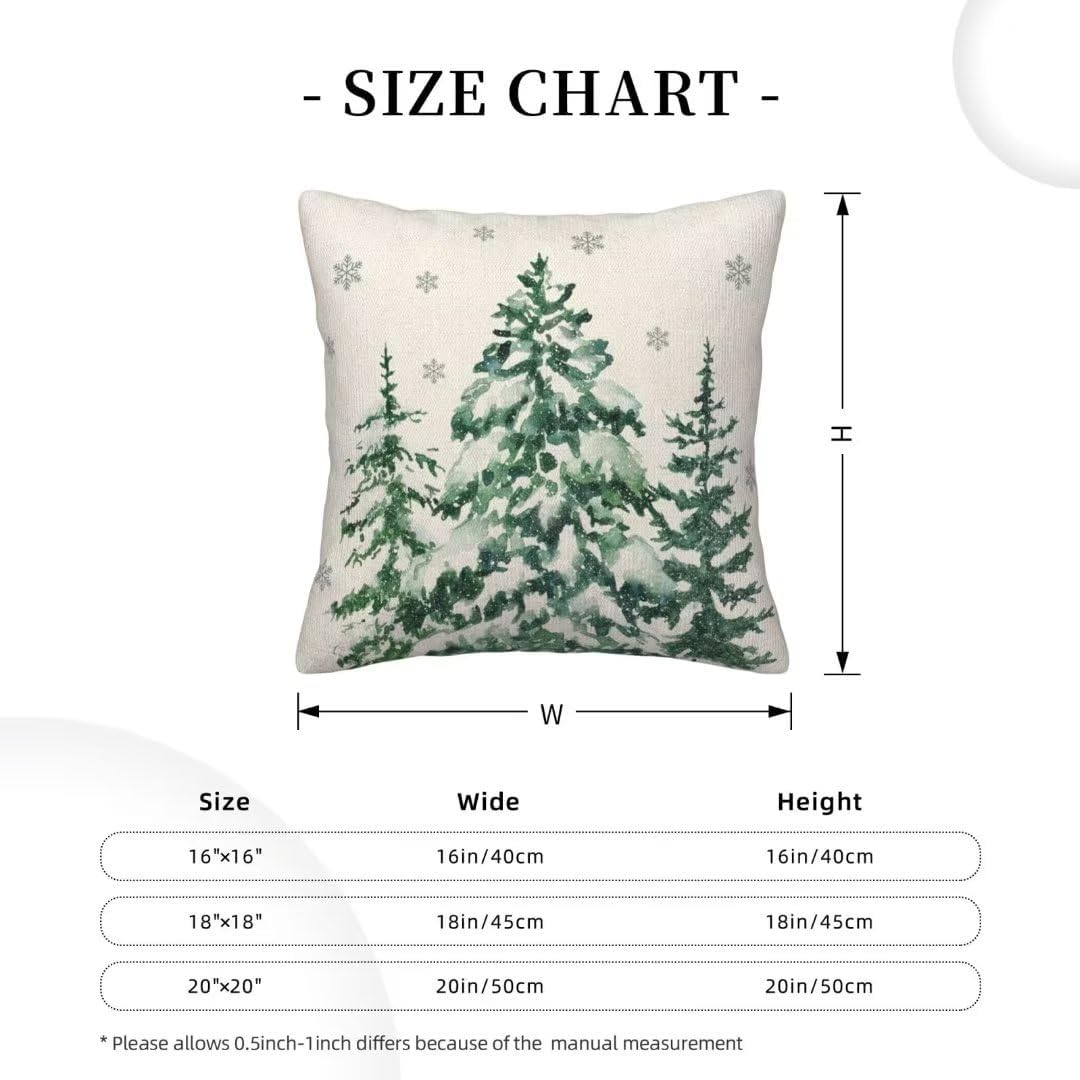 Juego de 2 fundas de almohada navideñas de 20 x 20 pulgadas, diseño de árboles del bosque, fundas de almohada verdes, fundas de almohada de invierno