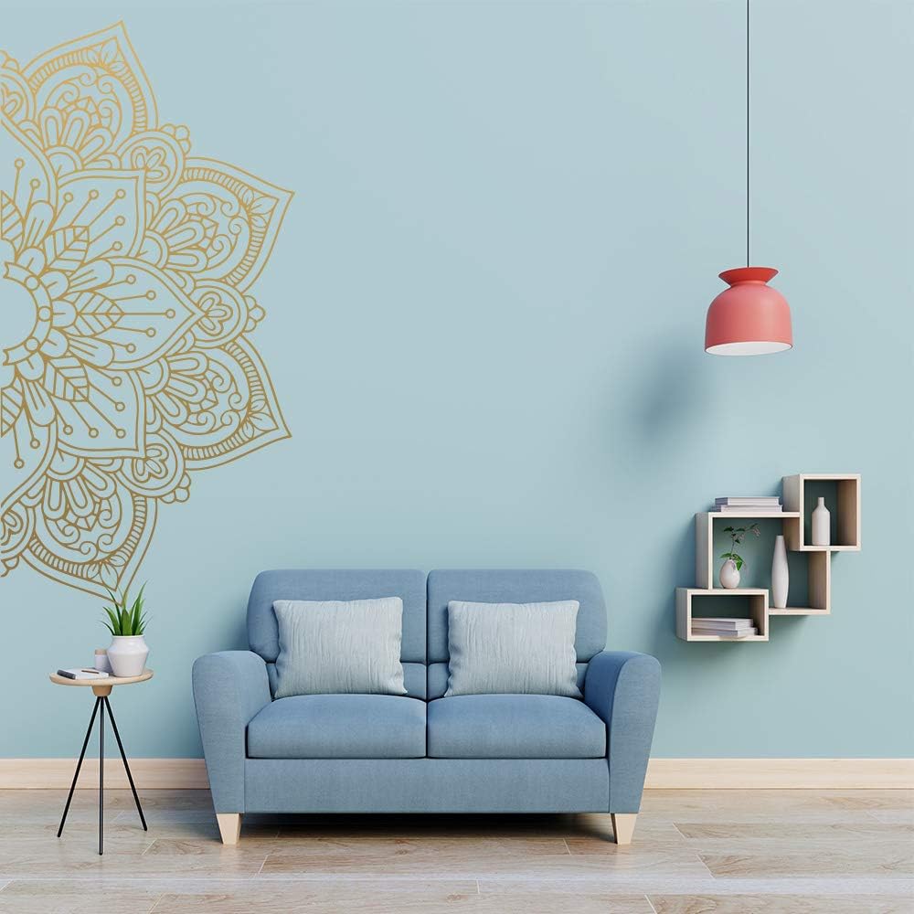 Calcomanía de vinilo con diseño de mandala, decoración de sala de estar, dormitorio, papel tapiz decorativo extraíble