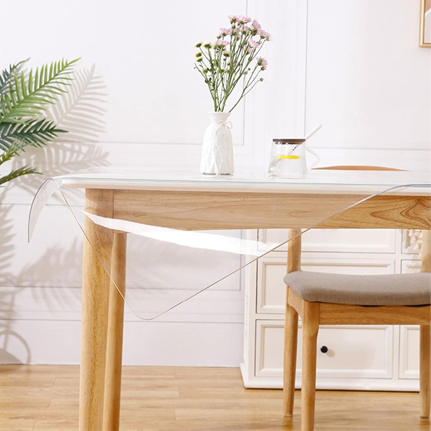 Protector transparente de PVC para mesa, impermeable, a prueba de aceite, cubierta de plástico grueso para mesa de comedor de 0.079 pulgadas,
