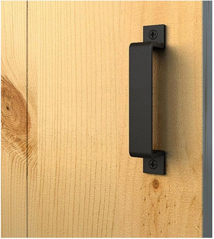 Tirador de manija de puerta corrediza de granero de 6-12 pulgadas, paquete de 4 manijas de acero negro para puertas correderas de granero, puertas