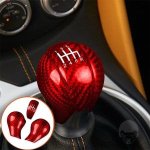 3 piezas de cubierta de perilla de palanca de cambios interior de fibra de carbono real compatible con Nissan 370Z Z34 2009-2018 (rojo) 3 piezas de cubierta de perilla de palanca de cambios interior de fibra de carbono real compatible con Nissan 370Z Z34 2009-2018 (rojo)