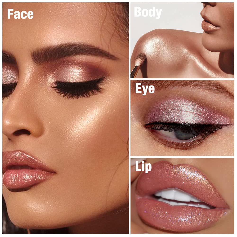 Paleta de resaltadores Vortex de gran tamaño de 4 pulgadas para cara, cuerpo, mejillas, ultra brillante, compacto, sin talco, iluminador brillante
