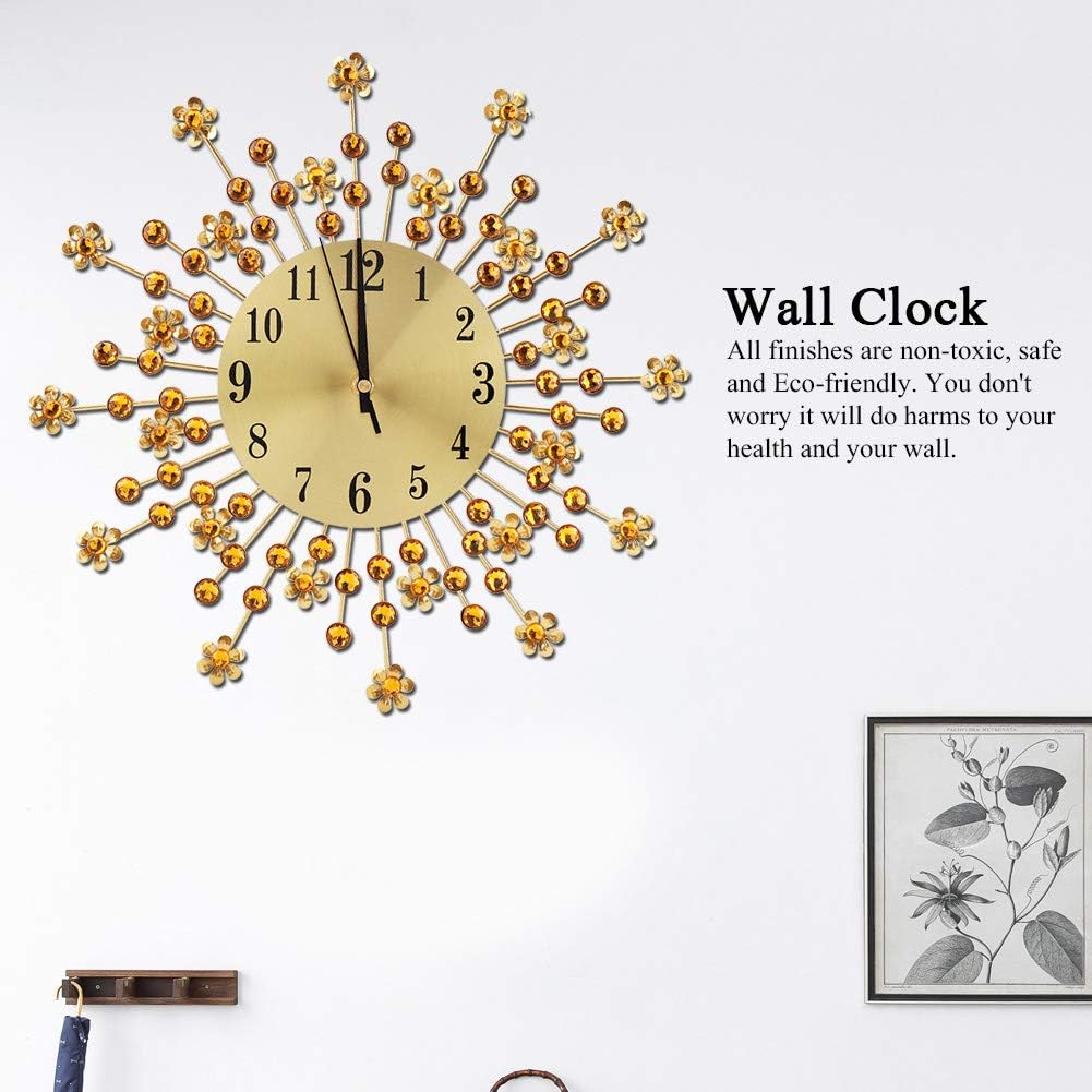 Reloj de pared, reloj de pared, reloj de pavo real, estilo europeo de hierro, reloj de pared colgante para oficina, hogar, bar, cafetería, 14.6 in