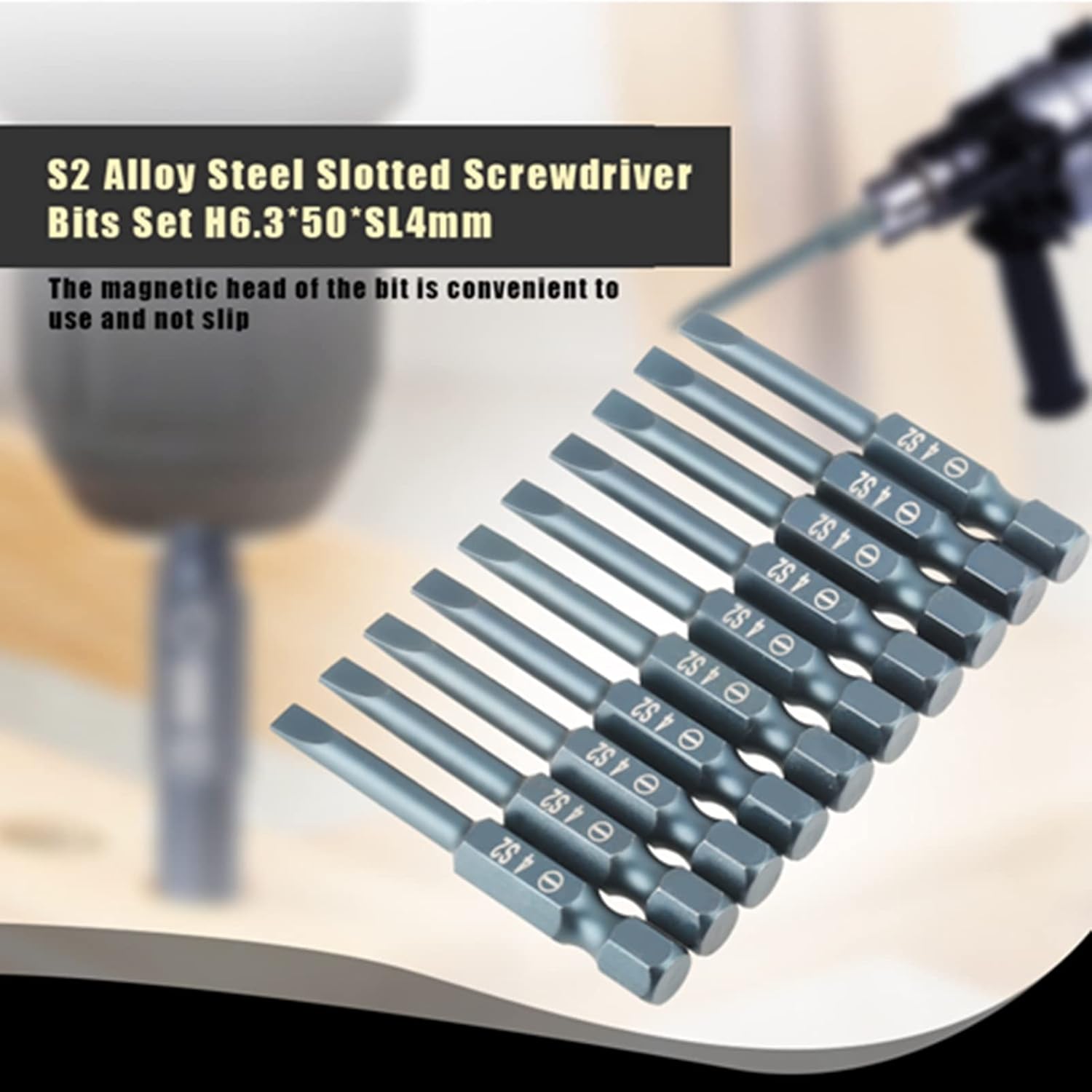 Brocas de destornillador de acero de aleación S2, puntas de destornillador de cabeza plana, puntas de destornillador de acero de 14 pulgadas, puntas