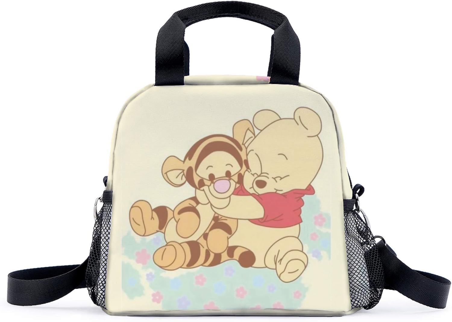 Bolsa de almuerzo con diseño de oso de dibujos animados, bolsa de almuerzo reutilizable a prueba de fugas con correa ajustable para el hombro