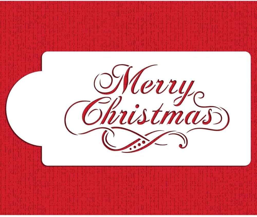 Designer Stencils – Plantilla decorativa para pastel de Navidad, color beigesemitransparente, 3 x 5.5 pulgadas