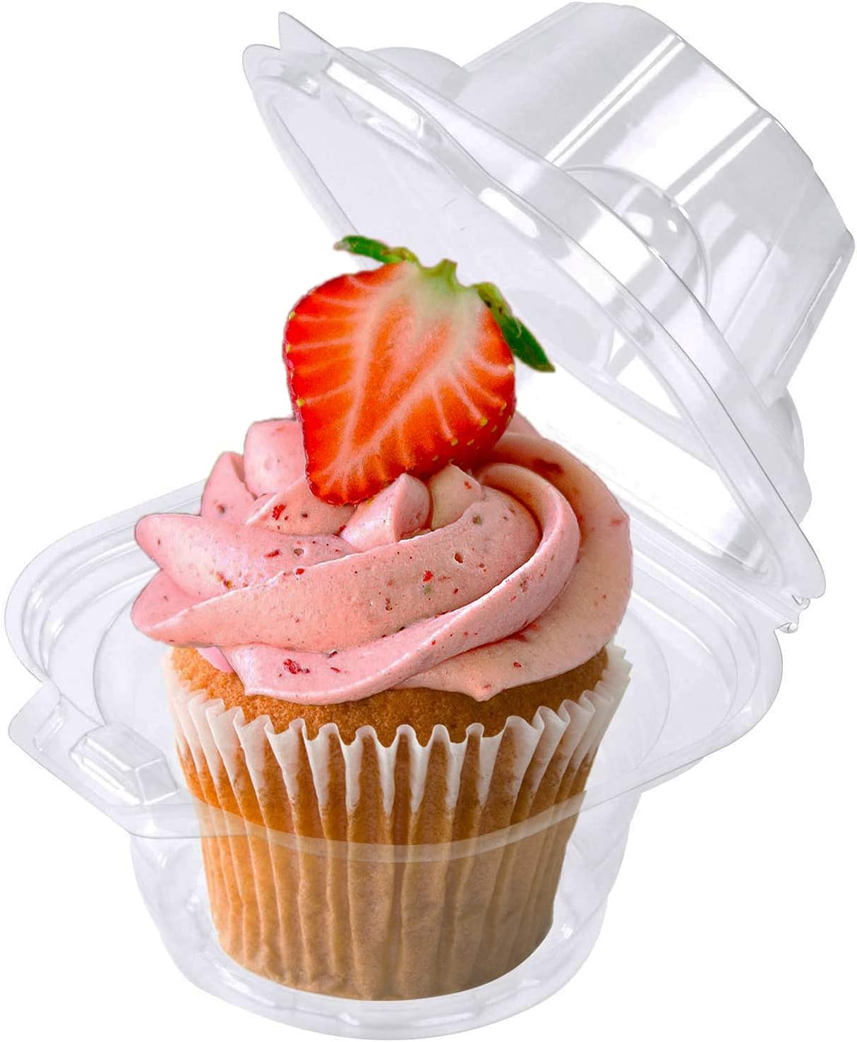 NPLUX 50 Pack Individual Cupcake Containers Plastic Cupcake Boxes Cupcake Holders Stackable Deep Dome Cupcake Carrier