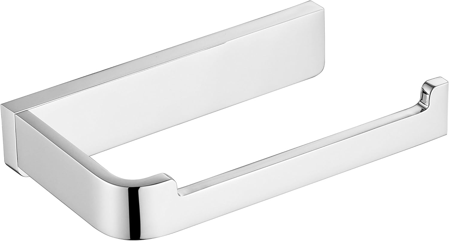 Flybath Soporte de papel higiénico latón macizo acabado cromado plateado baño rollo papel higiénico soporte montado en la pared