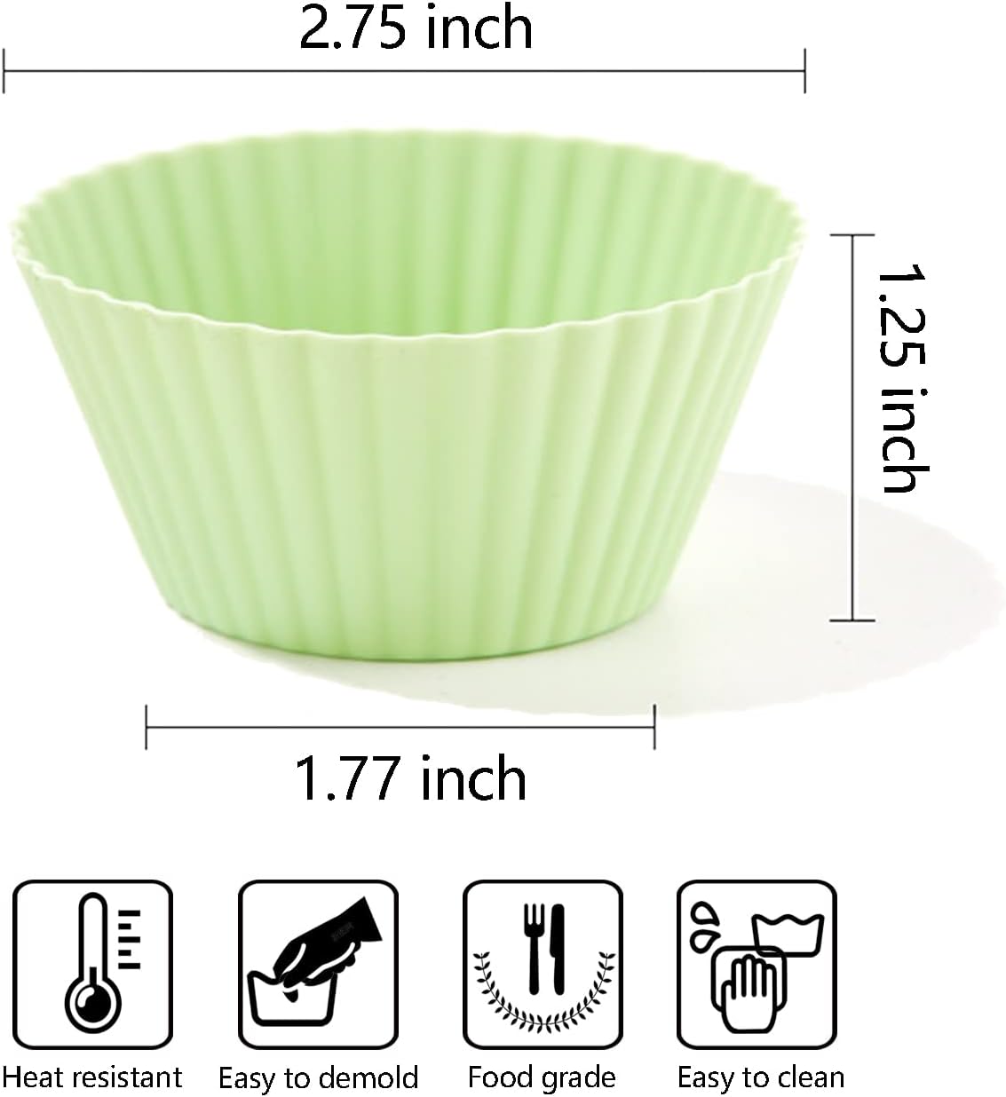 Juego de 24 tazas de silicona para hornear, reutilizables, antiadherentes, forros para magdalenas, magdalenas, no tóxicos, sin BPA, para pudín,