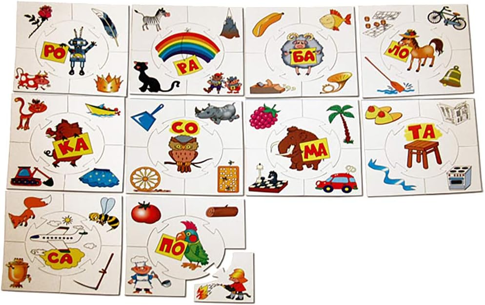 Juego de tarjetas de rompecabezas ruso de lectura de sílabas – Tarjetas para niños en idioma ruso – Tarjetas didácticas de sílaba rusa