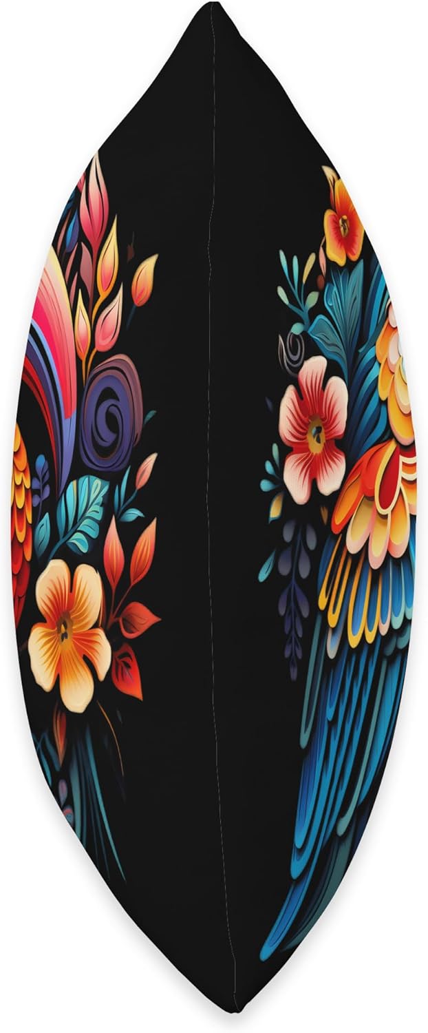 Exotisches Vogel Design Exotic Bird Design-Colourful, Vibrant, Charming Throw Pillow, 18×18, Multicolor