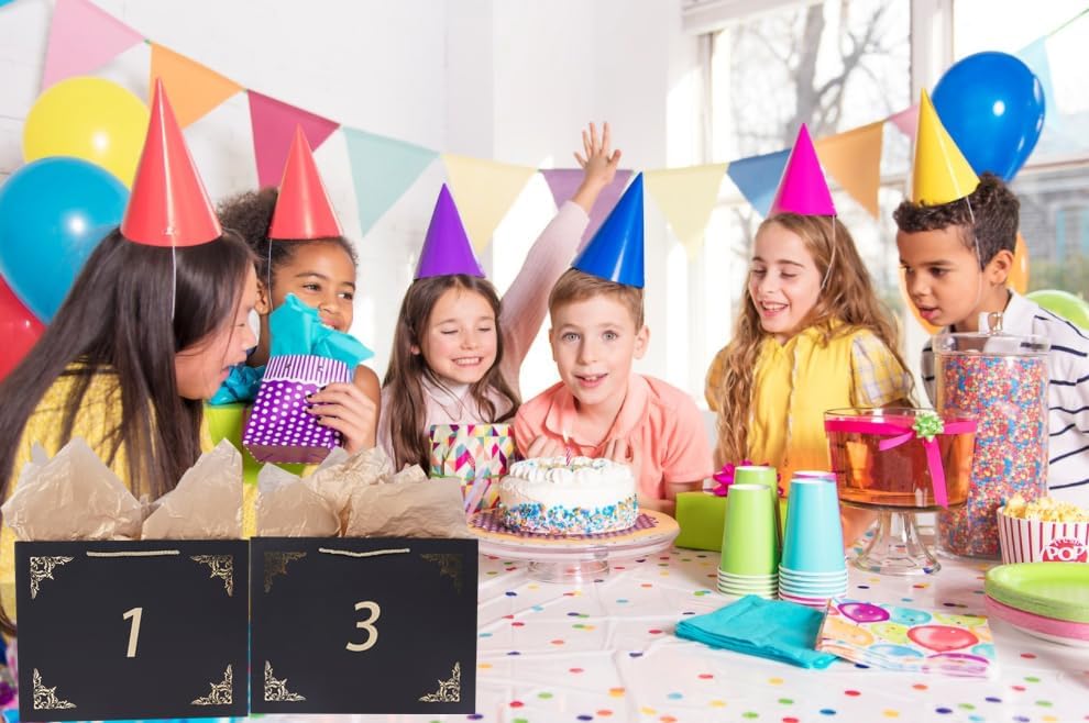 Lyforpyton Bolsas de regalo grandes con papel de seda y tarjeta de 12.6 x 4.3 x 9.8 pulgadas, bolsa de regalo negra para hombres y mujeres,