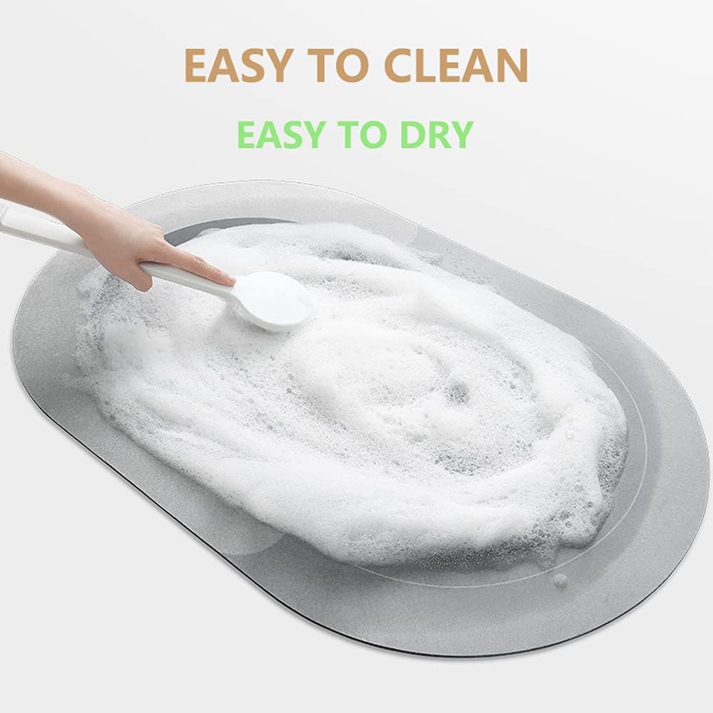 HelloTree Alfombra de baño de piel de napa, súper absorbente, de secado rápido, delgada, antideslizante, con respaldo de goma para ducha, fregadero