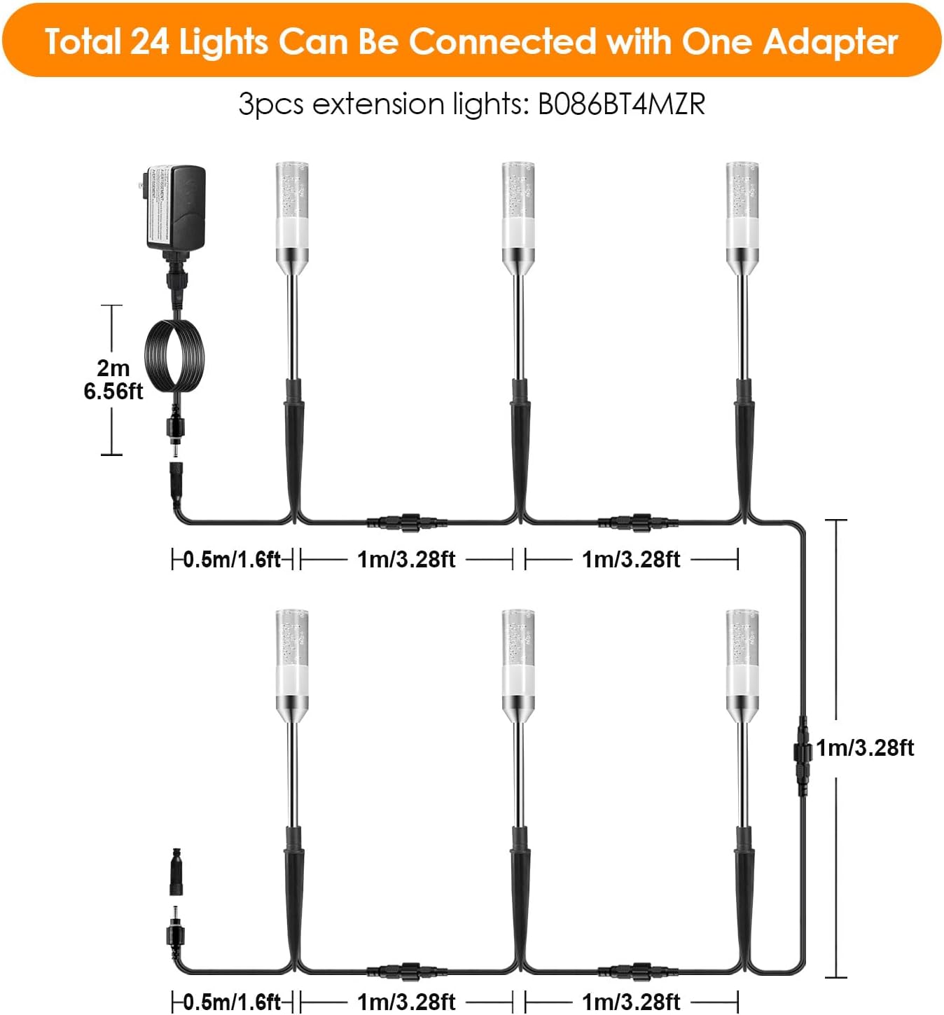 B-right Luces LED para caminos al aire libre, 6 piezas de 4.8 W, enchufe de CA de 12 V, iluminación de paisaje de bajo voltaje, 570 lúmenes,