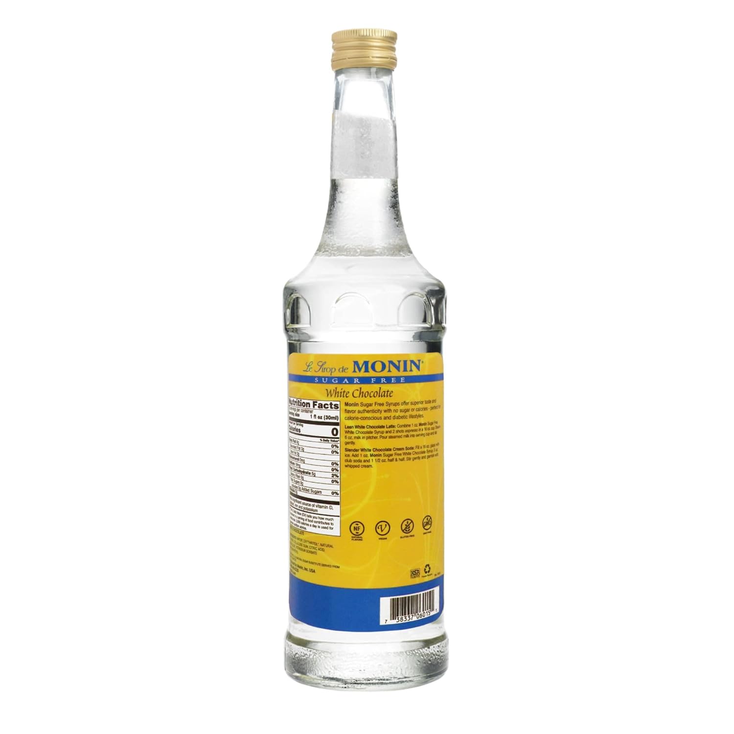 Monin Jarabe de chocolate blanco sin azúcar, 25.4 fl oz