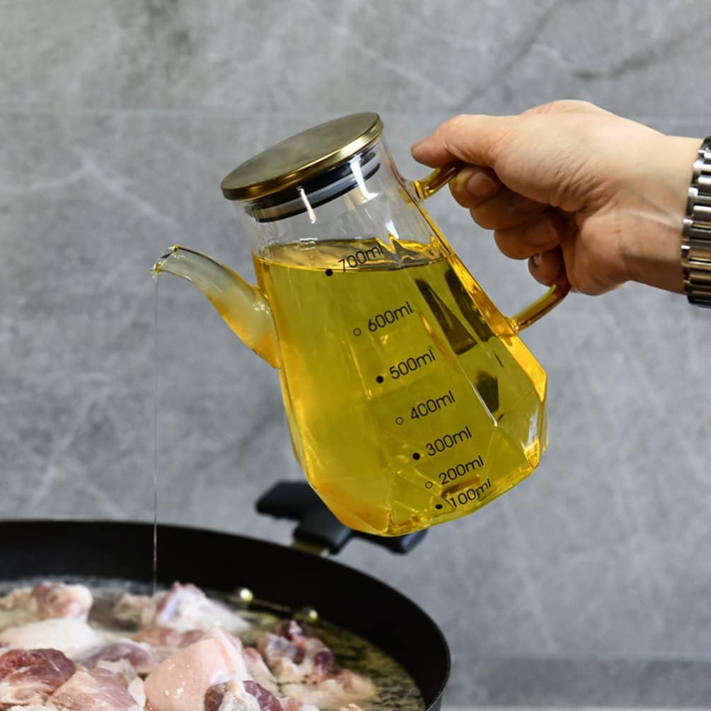 UPKOCH Botella dispensadora de aceite para freír, botella de aceite de vidrio con asa y tapa, dispensador de aceite y vinagre, contenedor de líquido