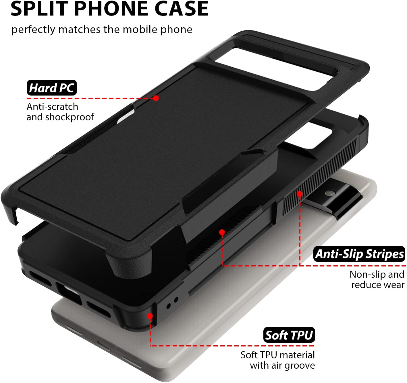 ZUSLAB Funda compatible con Google Pixel 7 2022, ajuste delgado, de goma y policarbonato a prueba de golpes, funda protectora antideslizante para