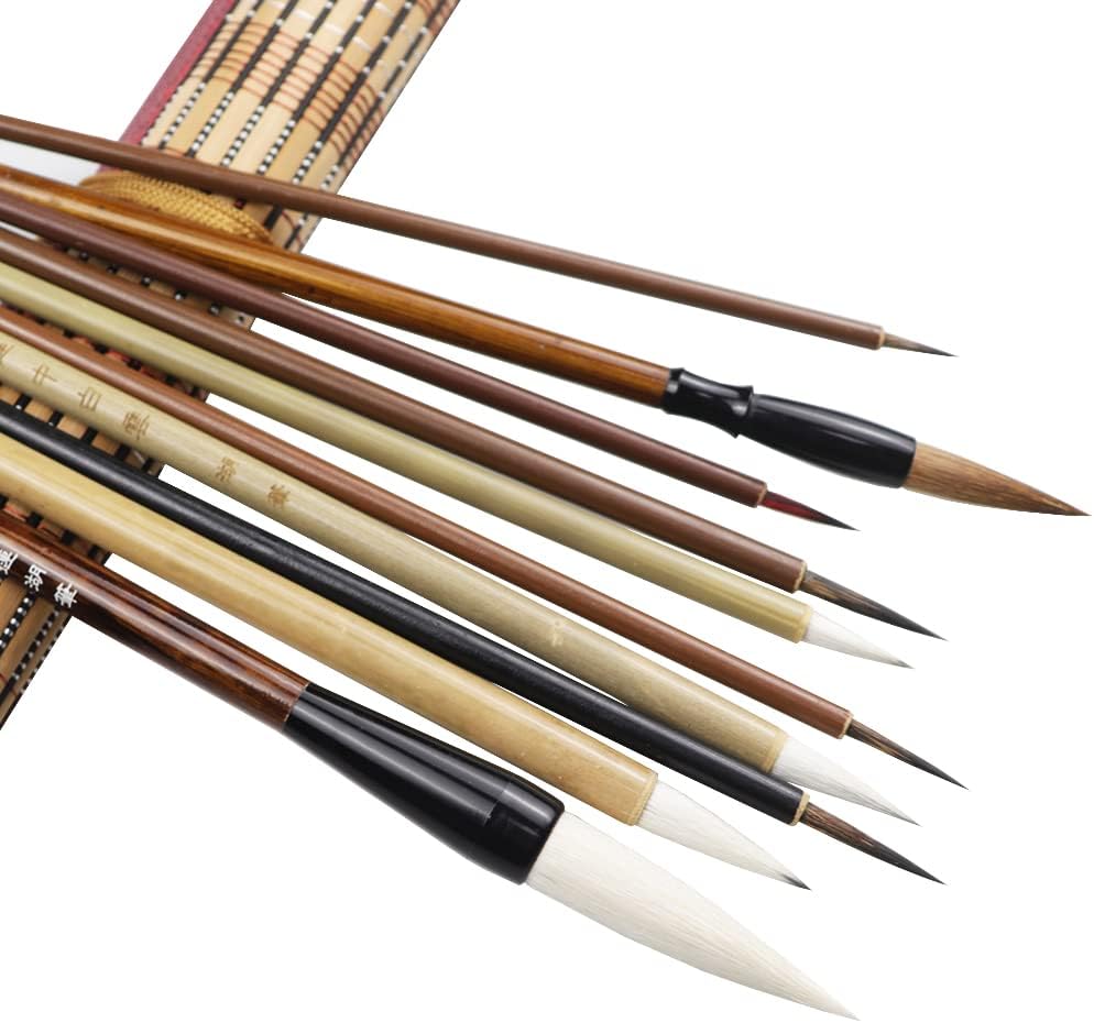 Juego de pinceles de caligrafía china, pinceles de acuarela premium con soporte de bambú enrollable, ideal para Kanji, Sumi japonés, pintura,