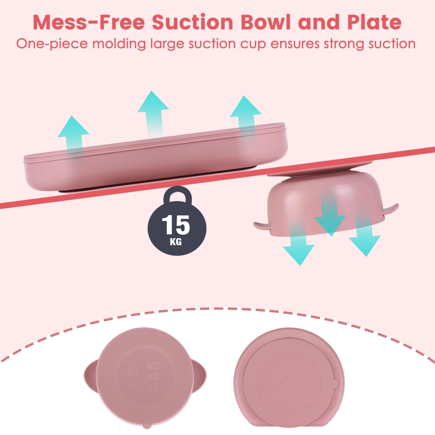 Juego de alimentación de silicona para bebés, suministros de destete para bebés, vajilla de primera etapa para niños pequeños con placa y tapa