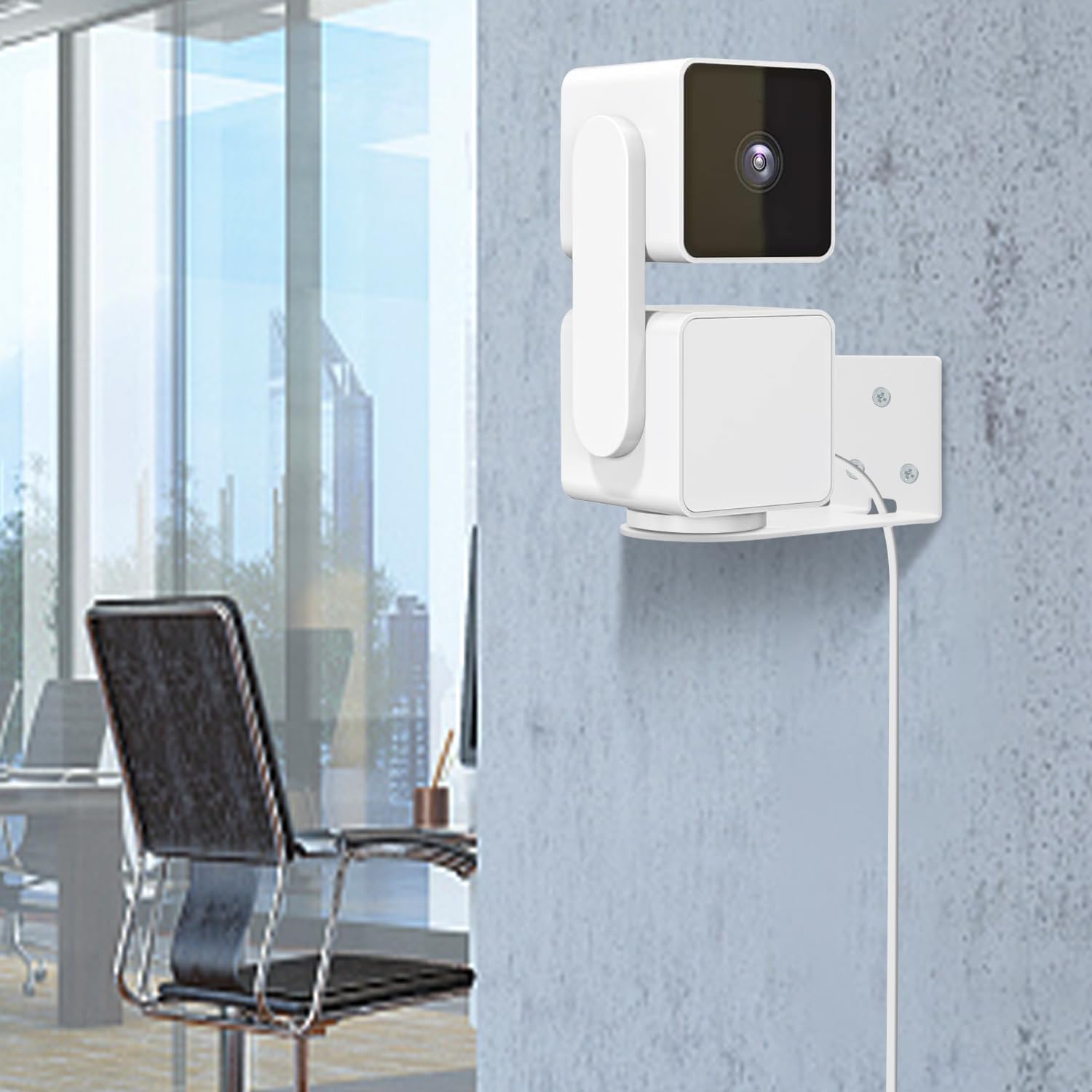 Haoyou Soporte de pared de metal para Wyze Cam Pan V3V2 Wyze Cam V4V3 adhesivo sin taladrar instalación en interiores y exteriores (paquete de 2