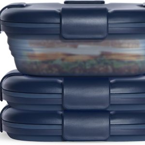 STOJO Caja de sándwich plegable, 3 unidades, mezclilla translúcida, 24 onzas, contenedor de almacenamiento de alimentos reutilizable, cuenco de STOJO Caja de sándwich plegable, 3 unidades, mezclilla translúcida, 24 onzas, contenedor de almacenamiento de alimentos reutilizable, cuenco de