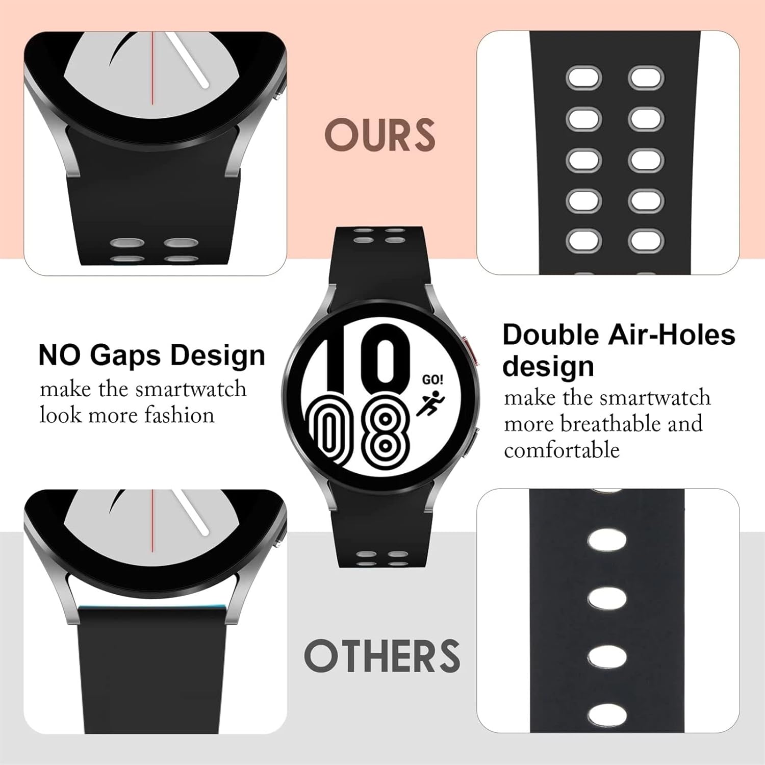 VBWVA 20mm Official Silicone Strap For Samsung Galaxy Watch4 Classic 46 42mm44 40mm Smartwatch Ridge Sport Bracelet Watch Band Correa