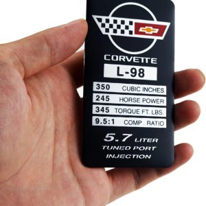 1 placa de identificación de motor C4 Corvette 1990 L98 con placa de datos de metal, placa de identificación 3D, 250 CV, 345 TQ de repuesto para 1 placa de identificación de motor C4 Corvette 1990 L98 con placa de datos de metal, placa de identificación 3D, 250 CV, 345 TQ de repuesto para