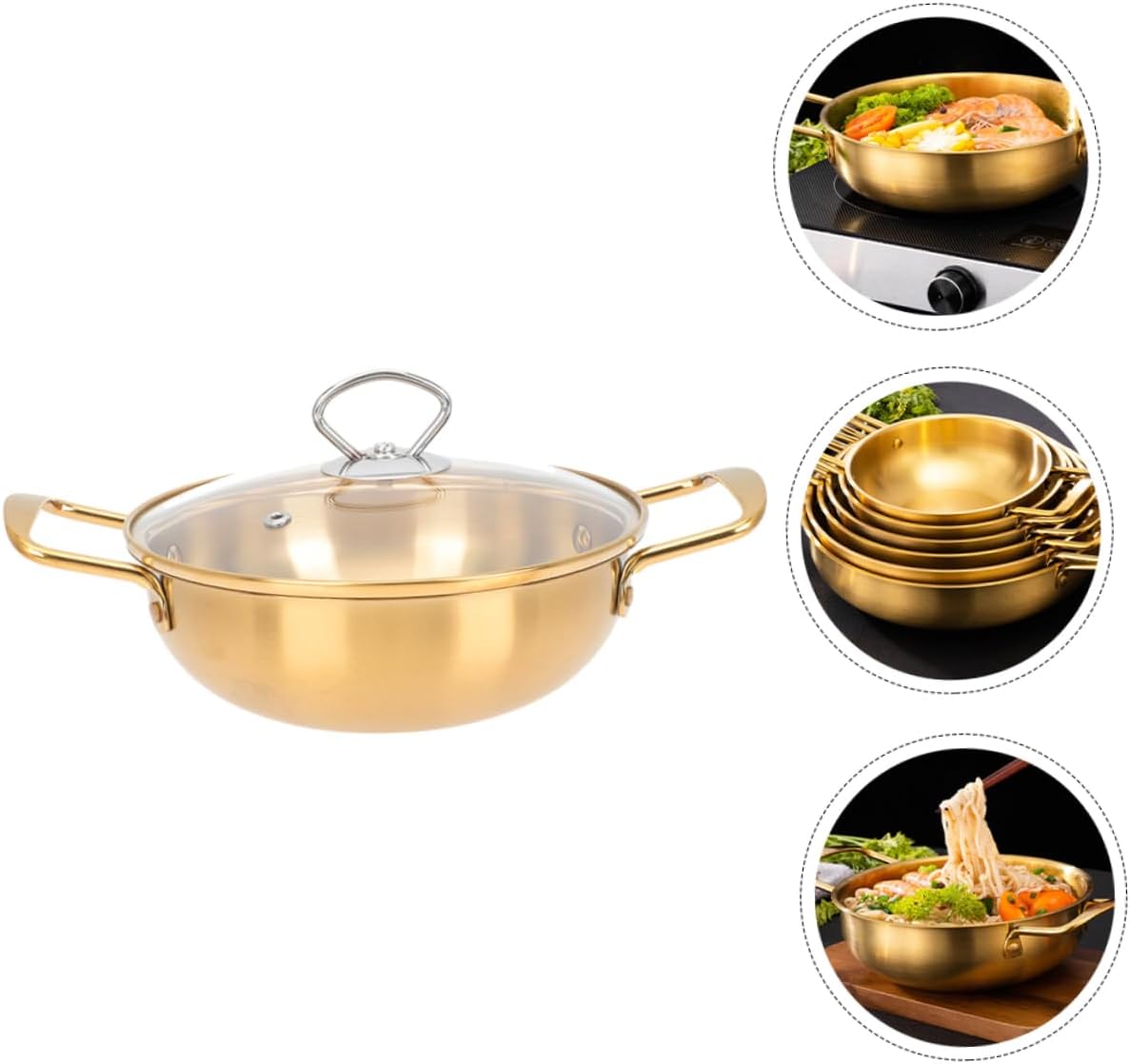 Abaodam Vaporizadores de comida ramen coreano olla caliente coreana fideos coreanos sartén utensilios de cocina para el hogar Fideos olla de cocina