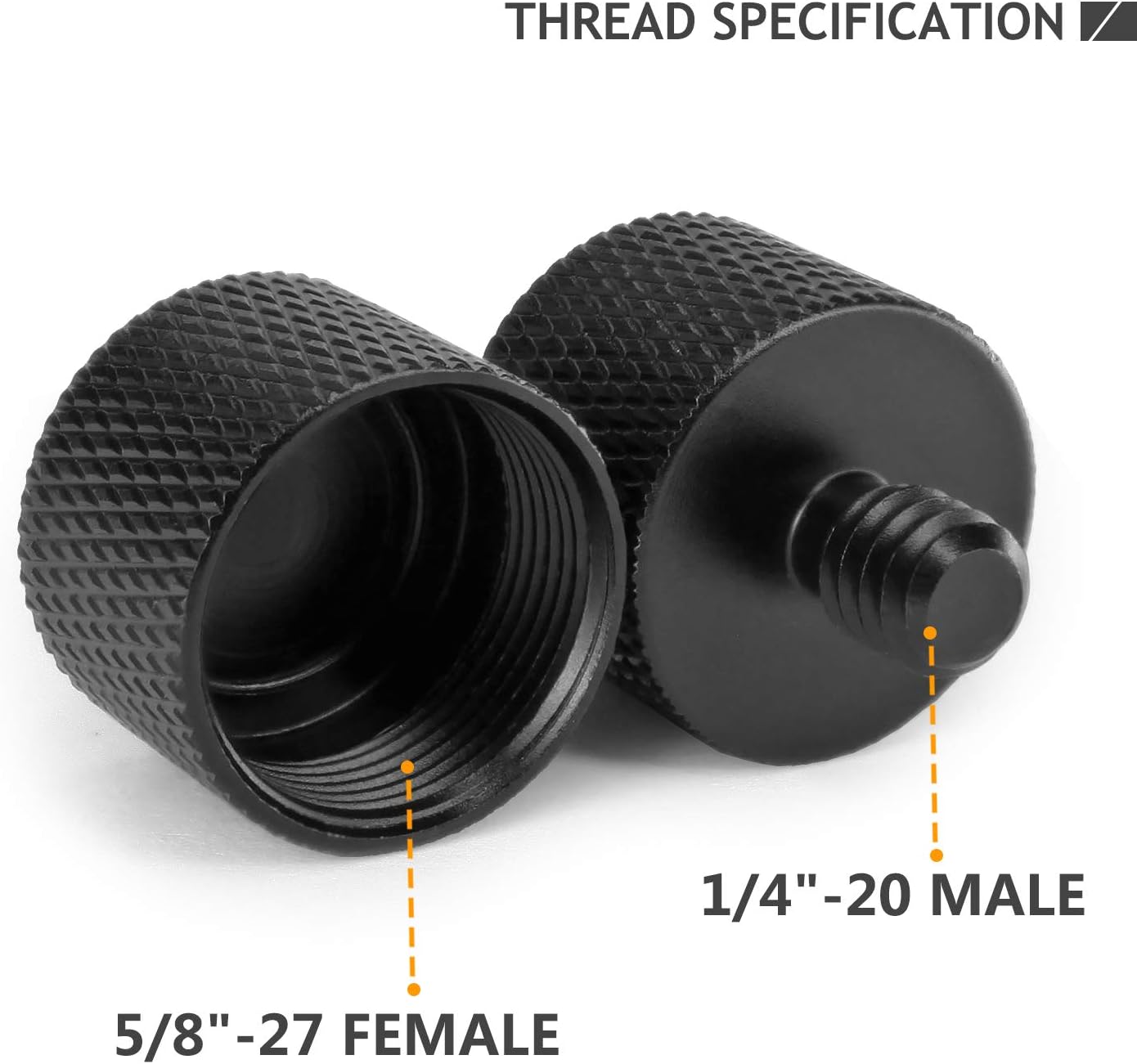 Frgyee Adaptador de tornillo de micrófono, adaptador de rosca hembra de 58 pulgadas a macho de 14 pulgadas para soporte de micrófono, monitor de