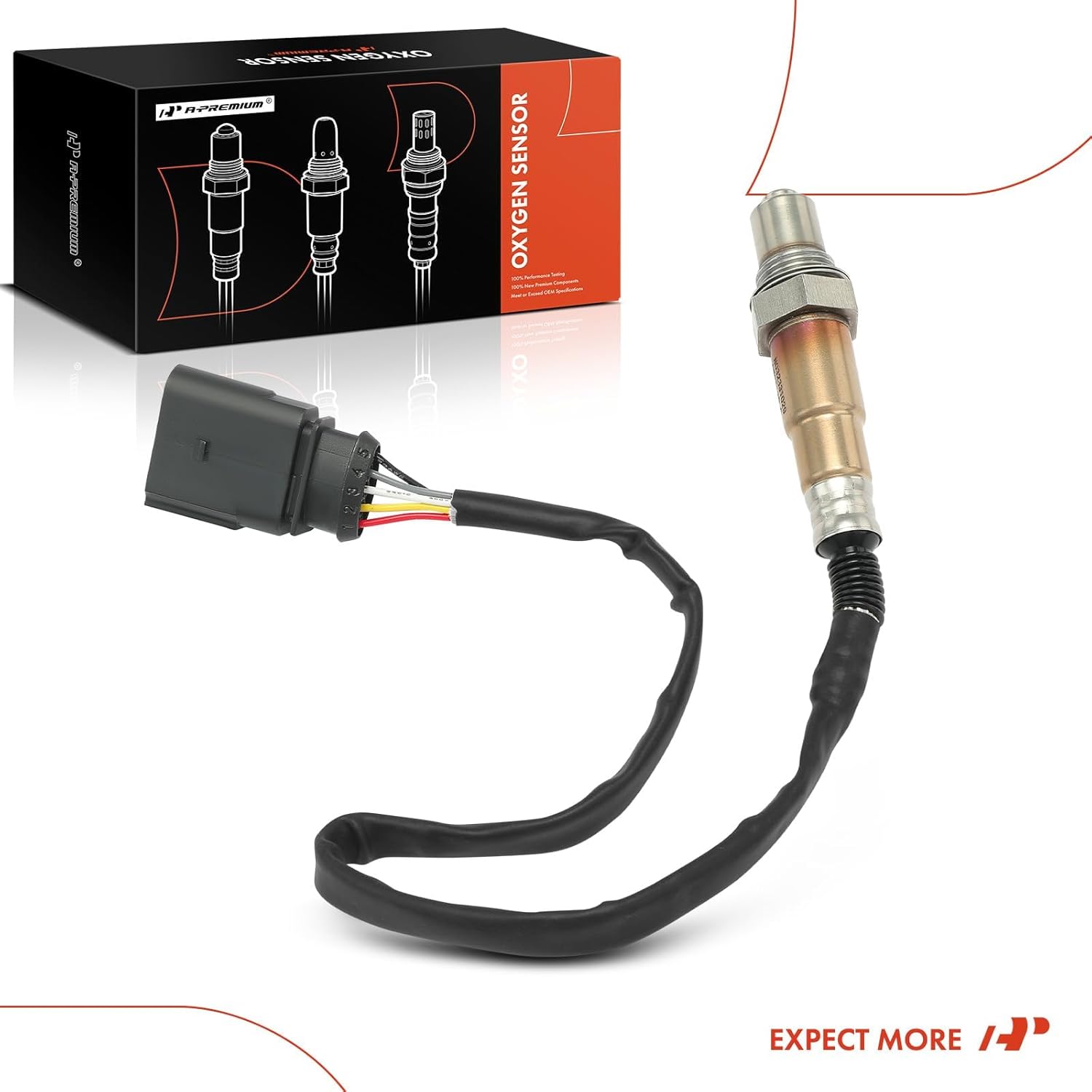 A-Premium Sensor de oxígeno O2 compatible con Volkswagen Jetta 2013-2014, Beetle 2013-2015 y Audi A4 2018-2020, A4 AllroadA4 Quattro 2019, A6A6