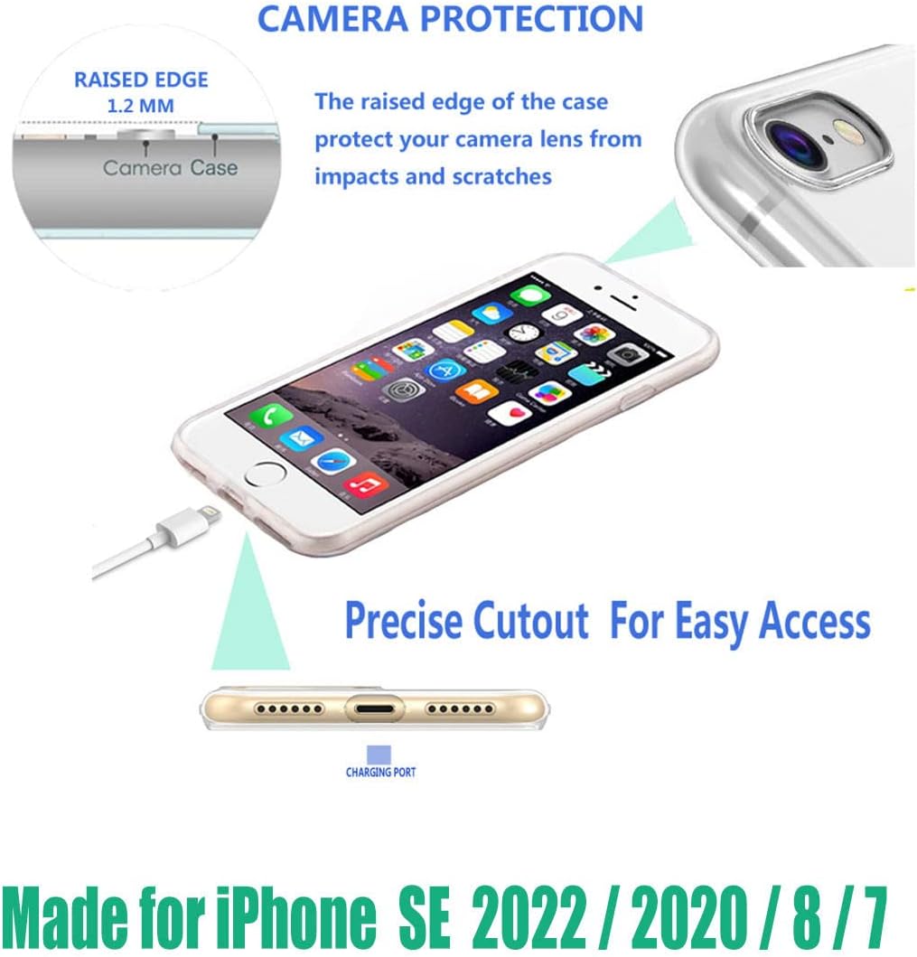 Funda para iPhone SE 2022 2020, iPhone 8, iPhone 7, funda VoMotec a prueba de golpes, de goma suave, protección completa, delgada, para iPhone SE