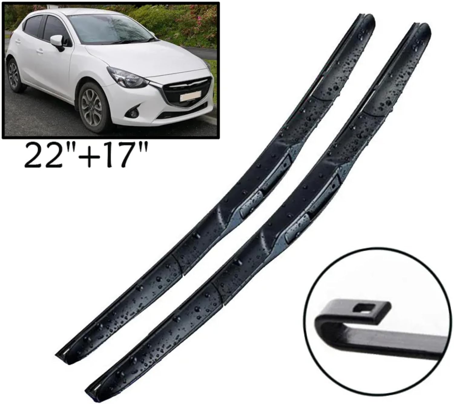 Wiper Front Hybrid Wiper Blades For Mazda 2 Mazda2 Demio DJ DL 2014-2023 Windshield Windscreen Window Brushes 22″+17″