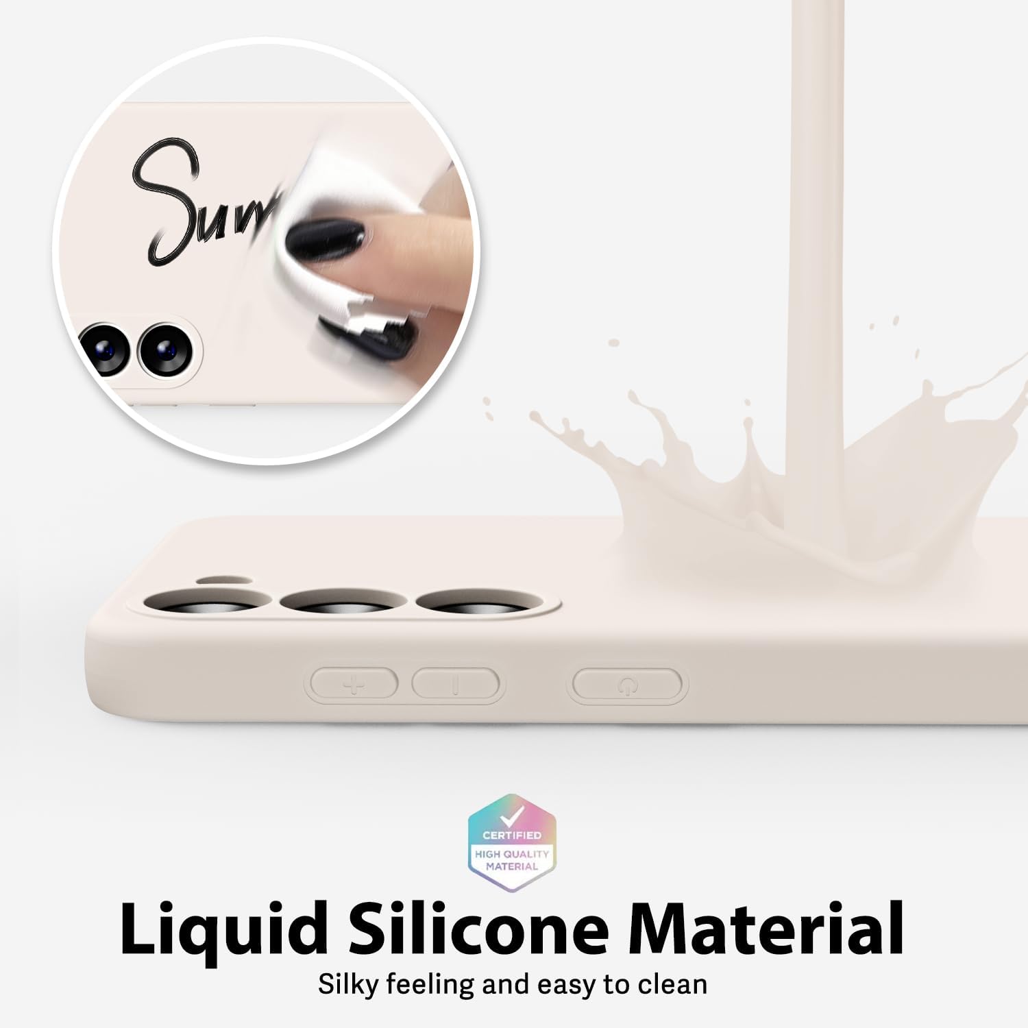 oakxco Funda para teléfono Samsung Galaxy S23 de silicona líquida, bonita funda de gel suave de goma TPU lisa para mujeres y niñas, diseño estético,