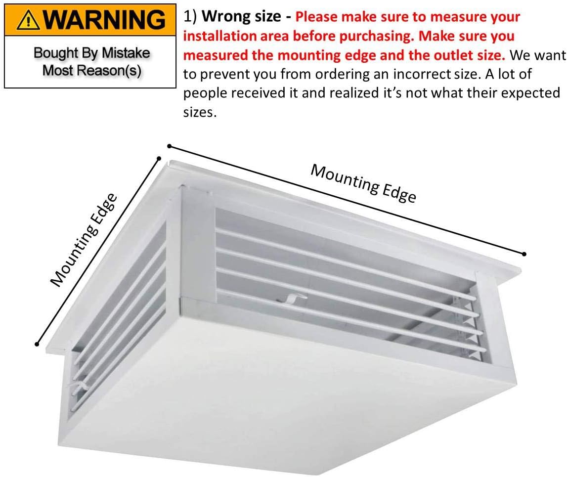 GSW Difusor de aire ajustable de 4 vías con recubrimiento de polvo blanco de 14 pulgadas para enfriador evaporativo de pantano, borde de montaje de