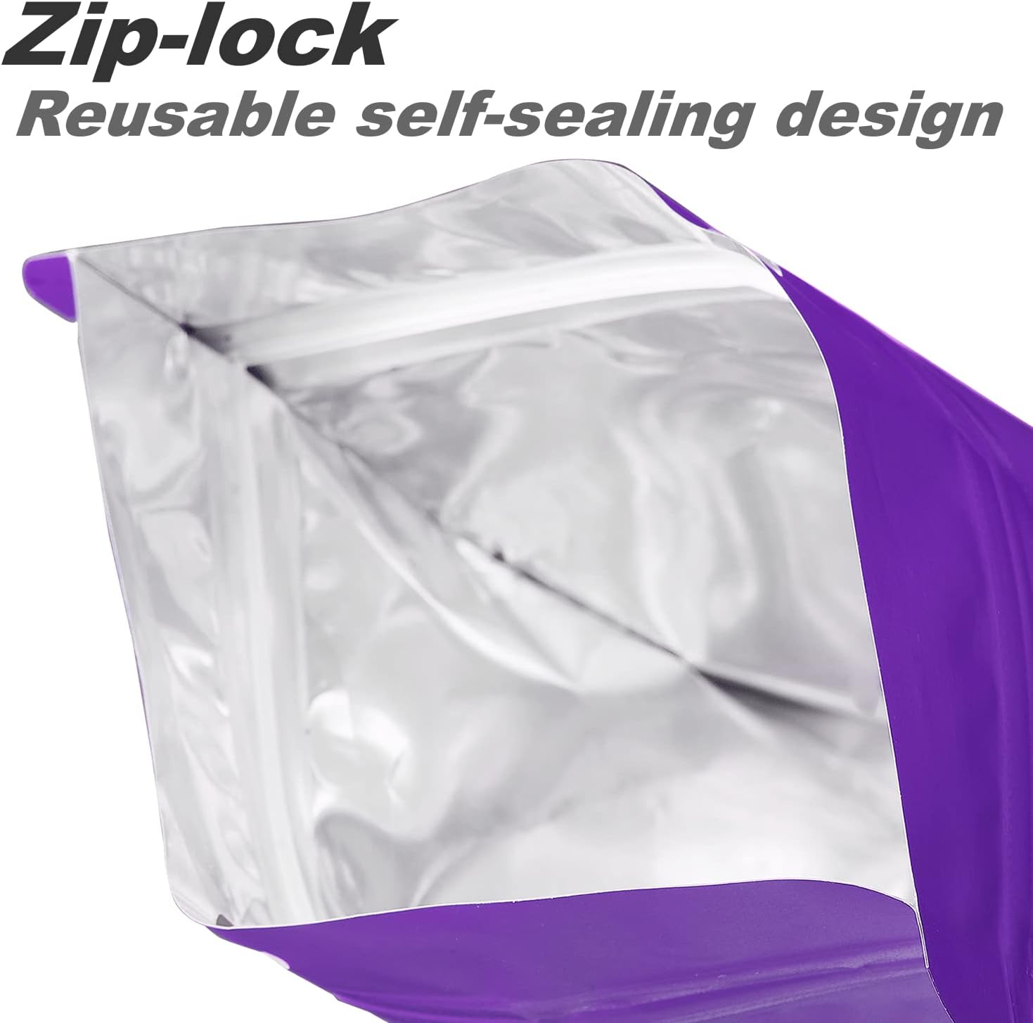 Paquete de 110 bolsas con cierre hermético metálico mate con ventana frontal transparente, bolsas resellables de color sólido resellables para