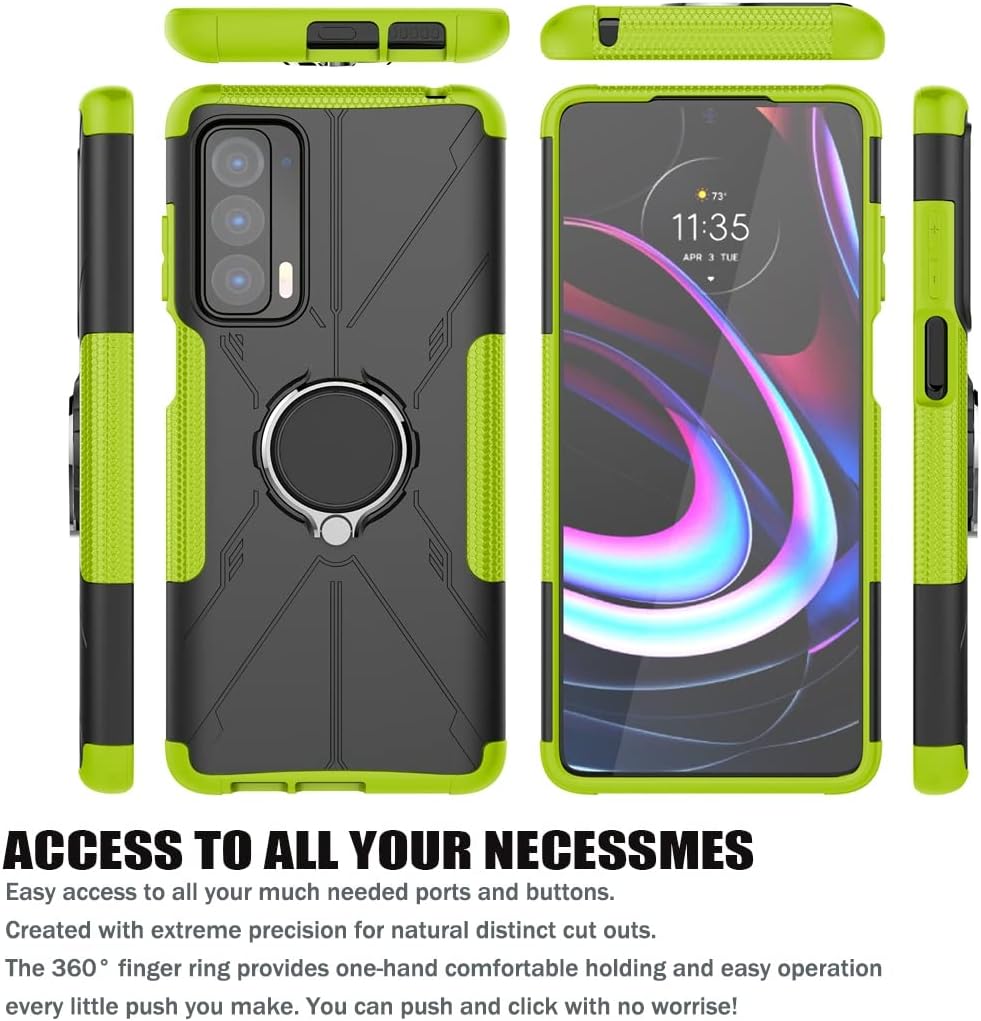 Funda compatible con Moto Edge 2021, Moto Edge 5G UW con protector de pantalla de vidrio templado, soporte magnético con soporte magnético para