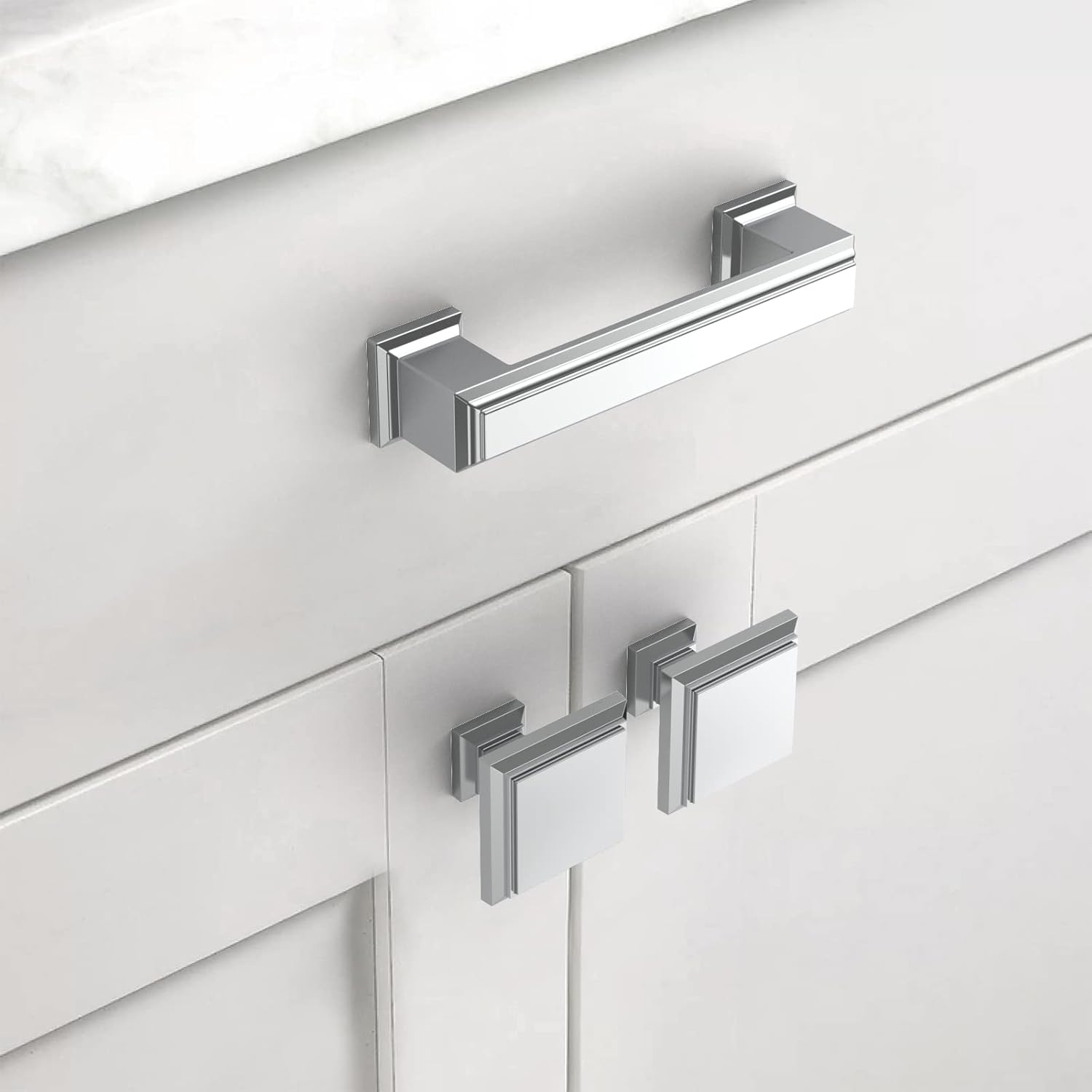 Asidrama Paquete de 30 manijas de gabinete de cocina cromadas pulidas de 3 pulgadas (2.992 in), tiradores de gabinete de cocina, accesorios para