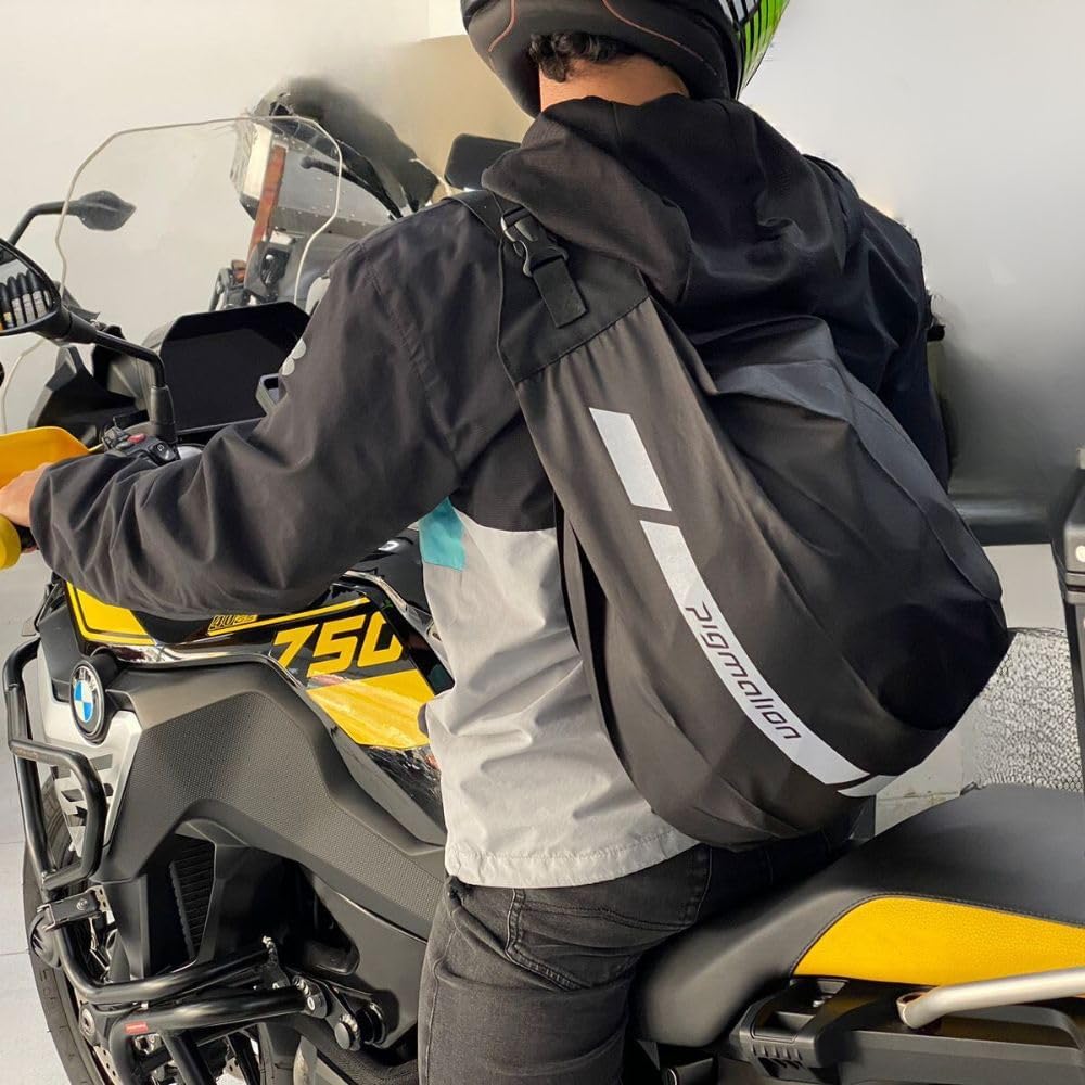 Pigmalion Bolsa para casco de motocicleta  Cinturón innovador y plegable para llevar casco  La alternativa de mochila inteligente para motocicleta