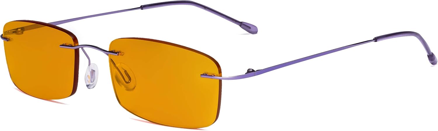 Eyekepper Lentes de titanio sin montura de color naranja, lentes de lectura para computadora, lectores, hombres y mujeres