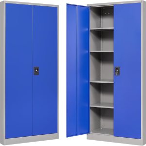 Armarios de almacenamiento de metal de 71 pulgadas con puerta de bloqueo y 4 estantes ajustables, armario de almacenamiento clásico de acero para el Armarios de almacenamiento de metal de 71 pulgadas con puerta de bloqueo y 4 estantes ajustables, armario de almacenamiento clásico de acero para el