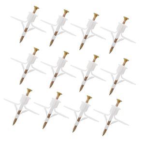 Kyuionty 60 juegos de anclajes huecos de pared con tornillos, kit de anclaje de pared hueca autoperforante de plástico para paneles de yeso (blanco, Kyuionty 60 juegos de anclajes huecos de pared con tornillos, kit de anclaje de pared hueca autoperforante de plástico para paneles de yeso (blanco,